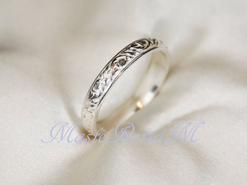 102126 925 Silver pattern ring, 14K Gold Vermeil ring 3.5mm width image 6