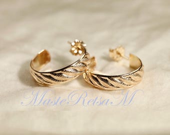NEW ARRIVALS-E7814/2114- 14K Gold Filled Spiral Pattern Hoop Earrings – Sterling Silver Option Available