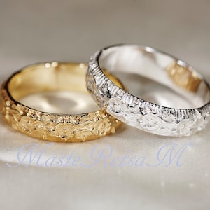 102127 925 Sterling silver ring. 14K Gold Vermeil ring Gold+Silver(2rings)