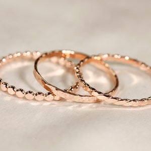 SET C 14k Gold Filled Stack Ring Set , Rose Gold Ring, Silver rings. image 7