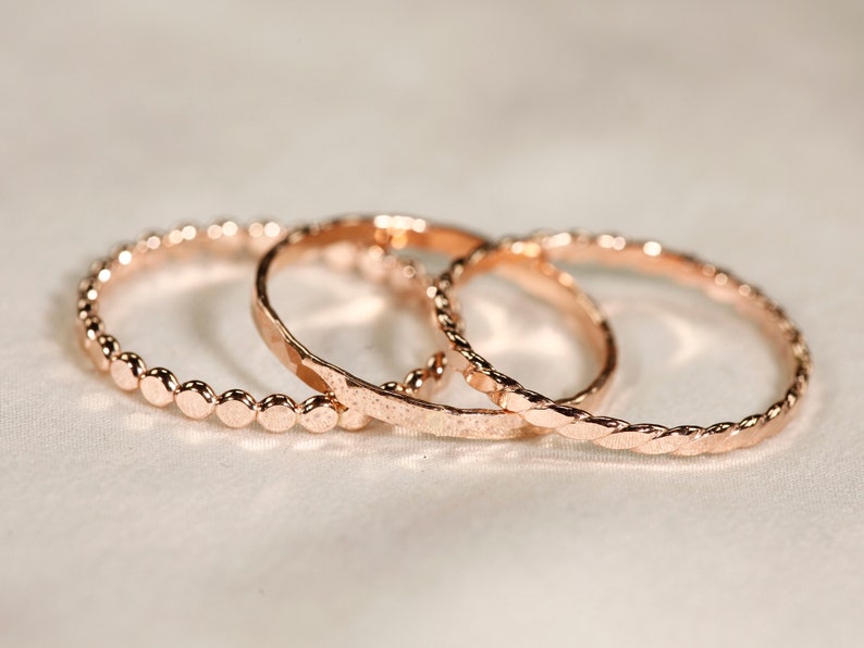 SET C 14k Gold Filled Stack Ring Set , Rose Gold Ring, Silver rings. image 7