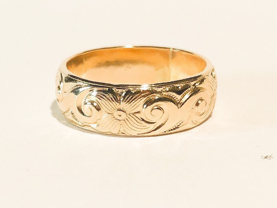 14k Gold Filled Pattern Ring Gift Floral Ring14k Gold Ring | Etsy