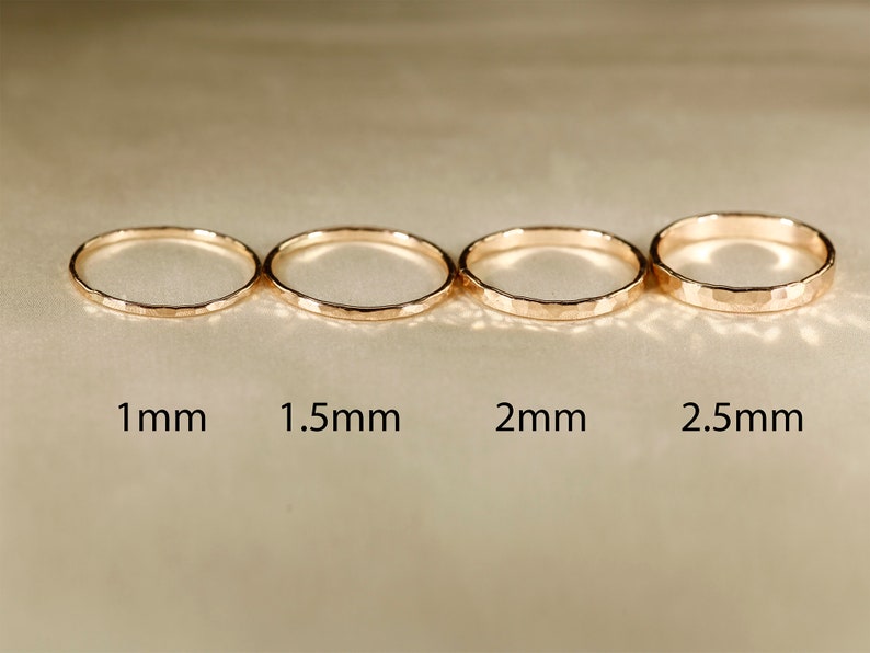 14k Gold Filled Ring, Flat wire, Smooth rings, Hammered Rings, 1-2.5mm width. image 3