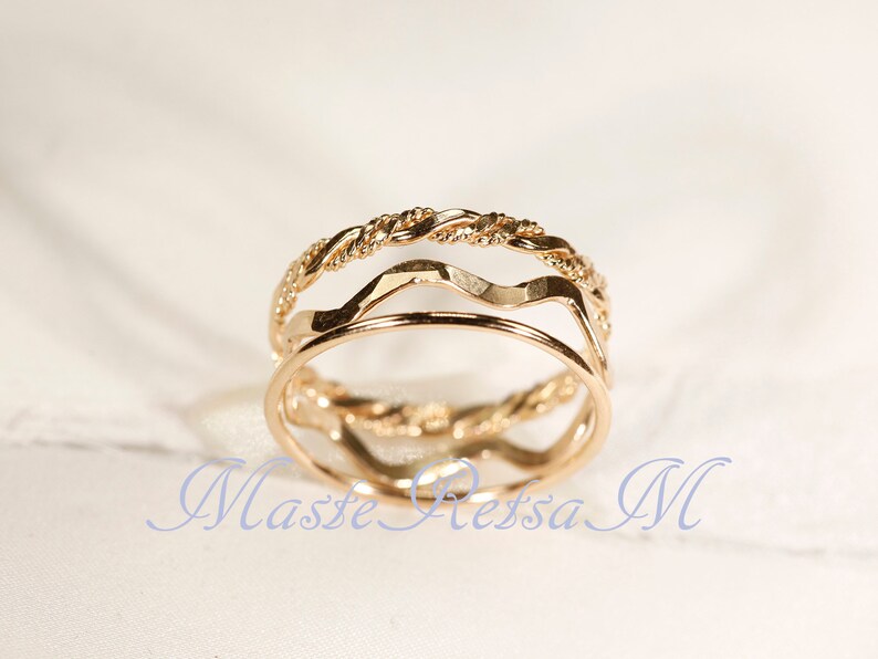 SET-E 14k Gold Filled Stack Ring Set , Rose Gold Ring, Silver rings., image 4