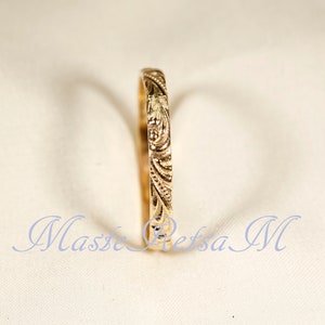 600104 14K Yellow SOLID gold ring, Pattern ring, 600104 ring Width2.6mm image 3