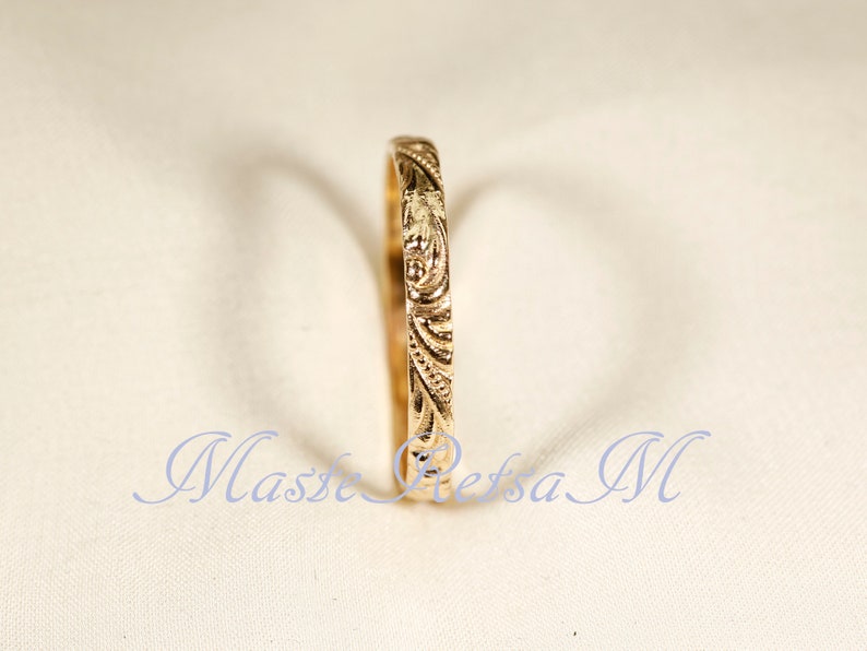 600104 14K Yellow SOLID gold ring, Pattern ring, 600104 ring Width2.6mm image 3