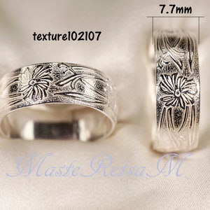 8Options 925 Sterling silver pattern rings, 3mm 7.7mm Wide TEXTURE-102107