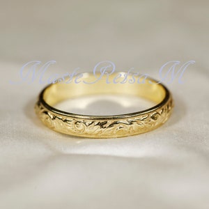 102126 925 Silver pattern ring, 14K Gold Vermeil ring 3.5mm width 14K Gold Vermeil