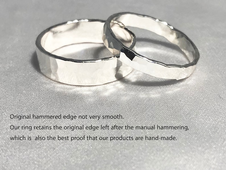 925 Silver, Hammered RINGs, width3-8mm image 3