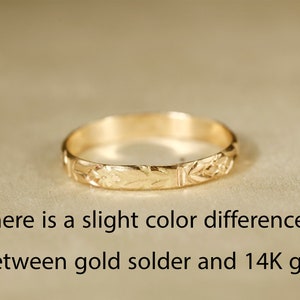 14K Yellow SOLID gold ring, Pattern ring, 600971 ring Width2.8mm image 9