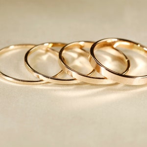 14k Gold Filled Ring, Flat wire, Smooth rings, Hammered Rings, 1-2.5mm width. image 2