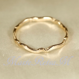 14K Yellow SOLID gold rings, WAVEA 0.8mm / 1.1mm / 1.4mm image 8