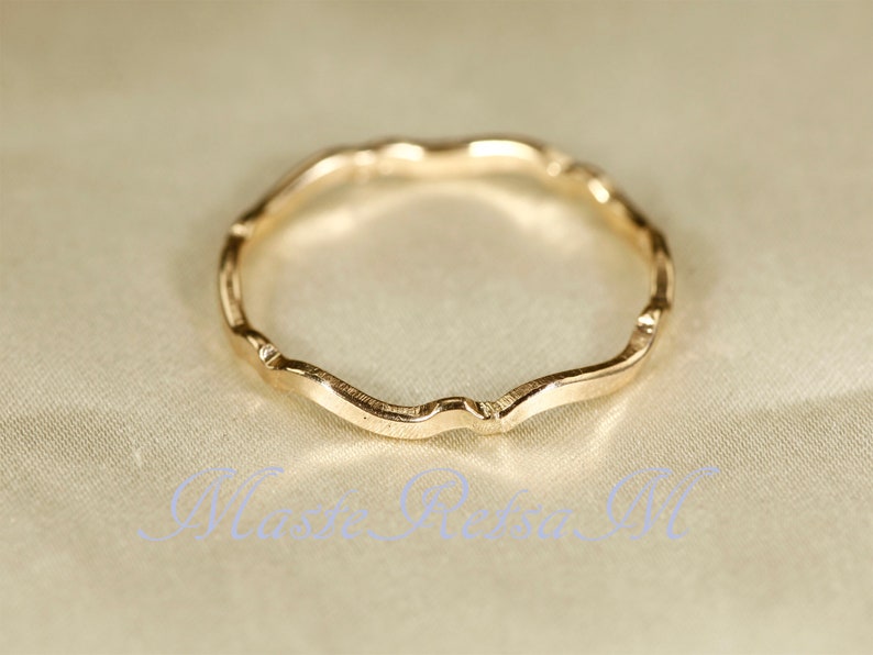 14K Yellow SOLID gold rings, WAVEA 0.8mm / 1.1mm / 1.4mm image 8