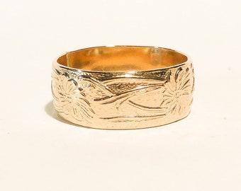 107807         14k Gold filled pattern ring,   Silver   7.7mm width