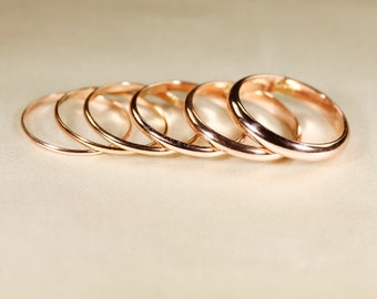 14K Rose Gold Filled Ring: Minimalist Wedding Band, Half Round Wire