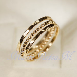 SET B 14k Gold Filled Stack Ring Set , Rose gold filled, Silver image 1