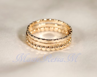 SET C  14k Gold Filled Stack Ring Set ,     Rose Gold Ring,     Silver rings.