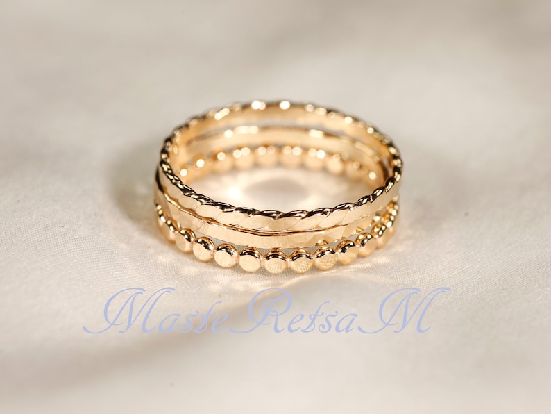 SET C 14k Gold Filled Stack Ring Set , Rose Gold Ring, Silver rings. Gold filled