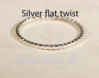 Flat twist wire rings ,    Sterling Silver,   Rose Gold filled  rings,    1.1mm;  1.4mm 1.8 mm