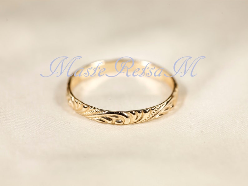 600104 14K Yellow SOLID gold ring, Pattern ring, 600104 ring Width2.6mm image 2