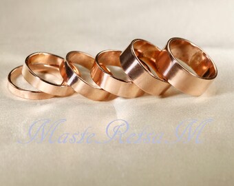 Anillo liso relleno de oro rosa de 14 k: banda apilable, ancho de 3 a 8 mm