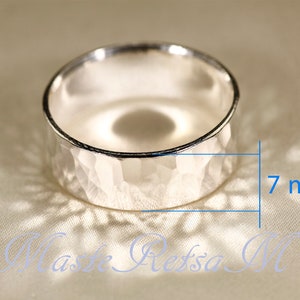 925 Silver, Hammered RINGs, width3-8mm 7mm Hammered