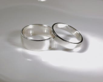 7mm+4mm MasteRetsaM Sterling Silver Wedding Bands Set, Floral Love Bands