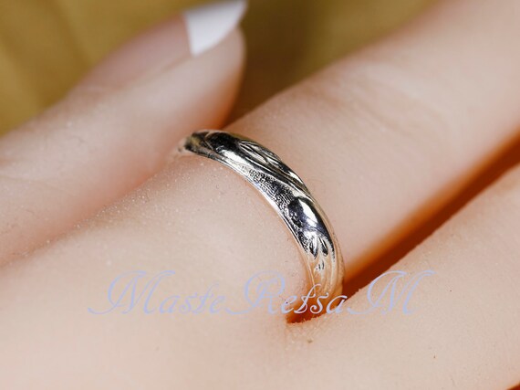 102125 925 Silver Pattern Ring Wave Pattern Thick Band