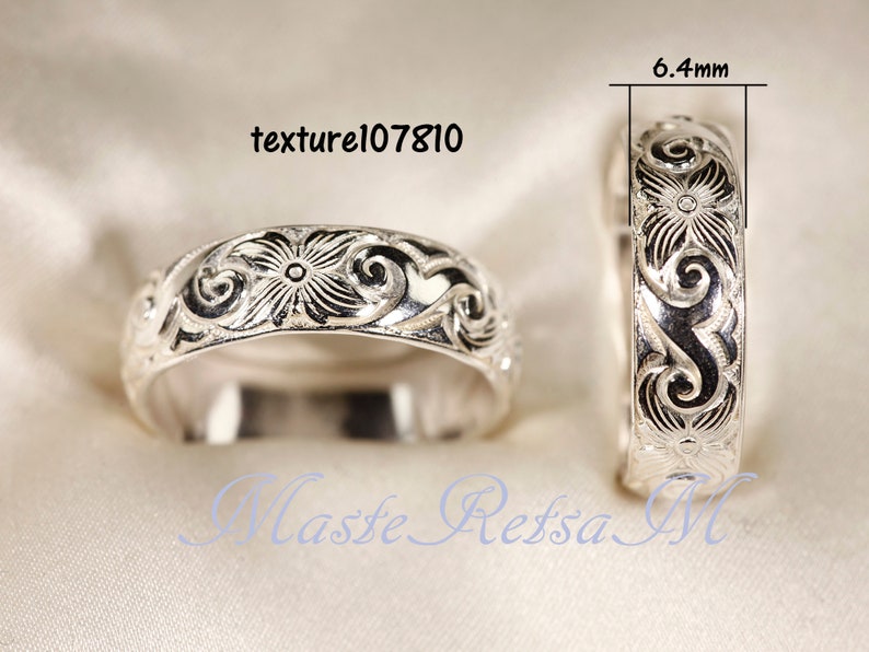 8Options 925 Sterling silver pattern rings, 3mm 7.7mm Wide TEXTURE-102110