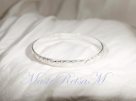 Handmade Sterling Silver Bangle Bracelet-BG2110