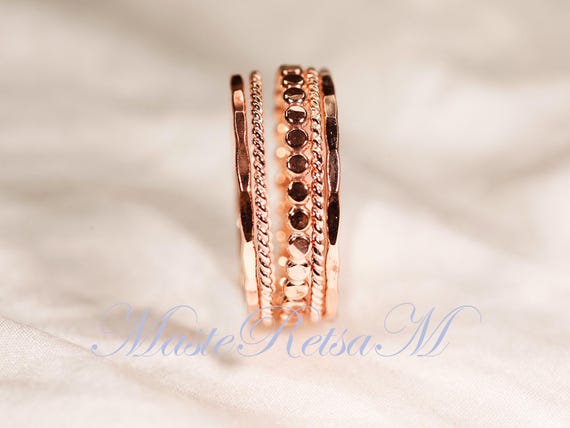 Set G- 14K Rose Gold Filled 5 Ringd Set: Stackable Rings
