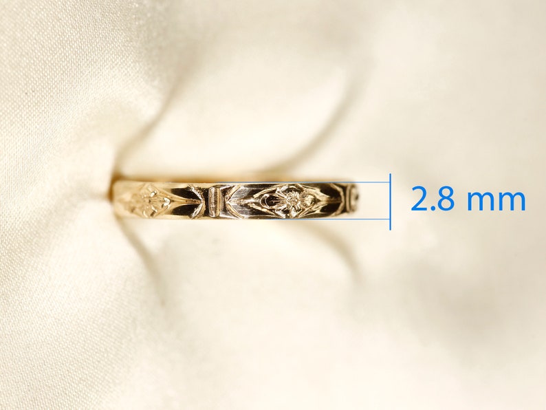 14K Yellow SOLID gold ring, Pattern ring, 600971 ring Width2.8mm Bild 7