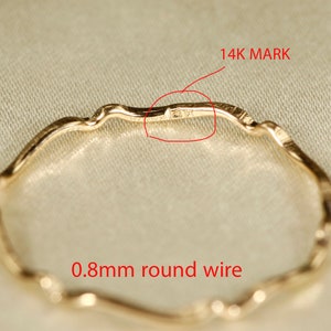 14K Yellow SOLID gold rings, WAVEA 0.8mm / 1.1mm / 1.4mm image 5