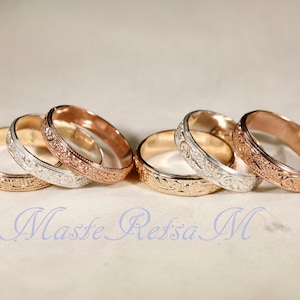 ZP164-4mm, ZP1655mm, 14k Gold filled texture ring, Silver , Rose gold filled. image 10