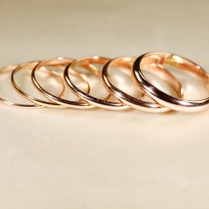 14K Yellow gold filled rings, 925 Silver, Rose gold filled, Half round wire ring, Wire: 1-3.2 mm image 3