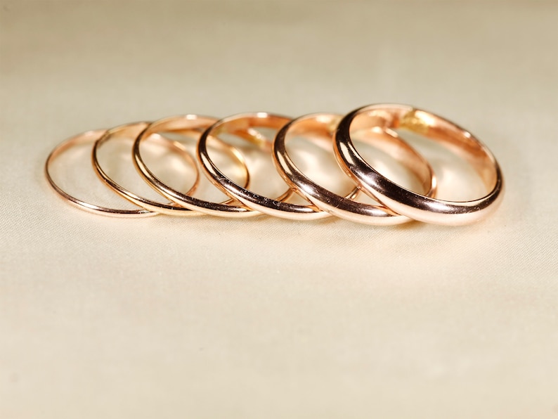14K Yellow gold filled rings, 925 Silver, Rose gold filled, Half round wire ring, Wire: 1-3.2 mm image 3