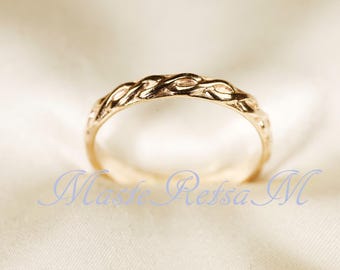 7986-14k Gold Filled Braided Pattern Ring - Minimalist Stacking Band (3 mm)
