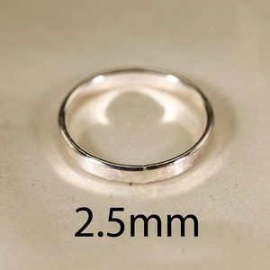 925 Sterling silver Smooth ring, 1-2.5mm width. 2.5 mm one ring