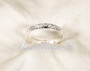 ZP105-Sterling Silver Patterned Ring - 2.6mm Texture Ring