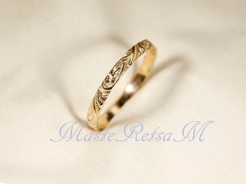 600104 14K Yellow SOLID gold ring, Pattern ring, 600104 ring Width2.6mm image 1