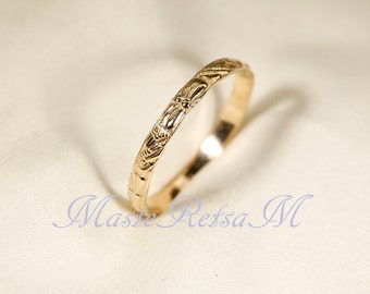 600101   14K Yellow SOLID gold ring,   Pattern ring,  600101 ring  Width--2.8mm