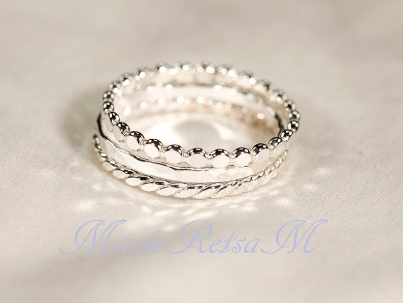 SET C 14k Gold Filled Stack Ring Set , Rose Gold Ring, Silver rings. Sterling silver