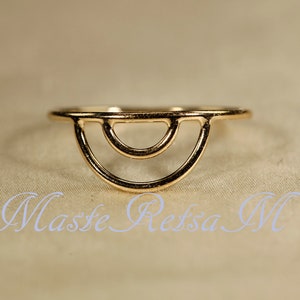 Double-Arch 14K Yellow gold filled ring, Silver double arch ring image 8