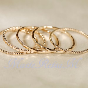 SET G 14k Gold Filled Stack Ring Set , 14K Gold filled Ring, Silver rings ,and 14K rose gold filled. image 4