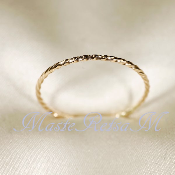 Twist ---0.9 --- Yellow gold filled twist wire ring,  Rose gold filled,    Sterling silver