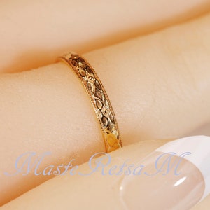 102118 925 Silver texture ring , 14K gold Vermeil ring 2.8mm Wide image 9