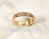 ZP--166 Handmade 14k Gold Filled Vintage Floral Pattern Ring