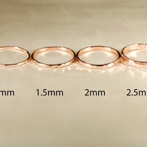 14k ROSE gold filled ring, Flat wire, Hammered Ring, 1-2.5mm width. image 2