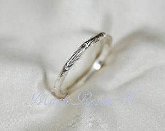 WPDM-32        Sterling silver bamboo texture ring,