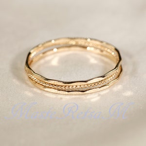 SET A  14k Gold Filled Stack Ring Set ,  Handmade Stackable Rings Set, 3 Rings set. 14K Rose Gold Filled Ring Set, Sterling Silver Ring Set.